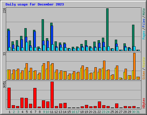 Daily usage for December 2023